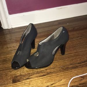 Black open toe heels